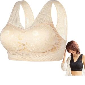 Breezy Bloom Bra Beautiful Back Breathable Thin Seamless Lace Sports Sleeping 4X